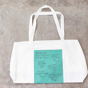 DELUXE Canvas and Leather Tote Bag Personalized with Handwritten Messages