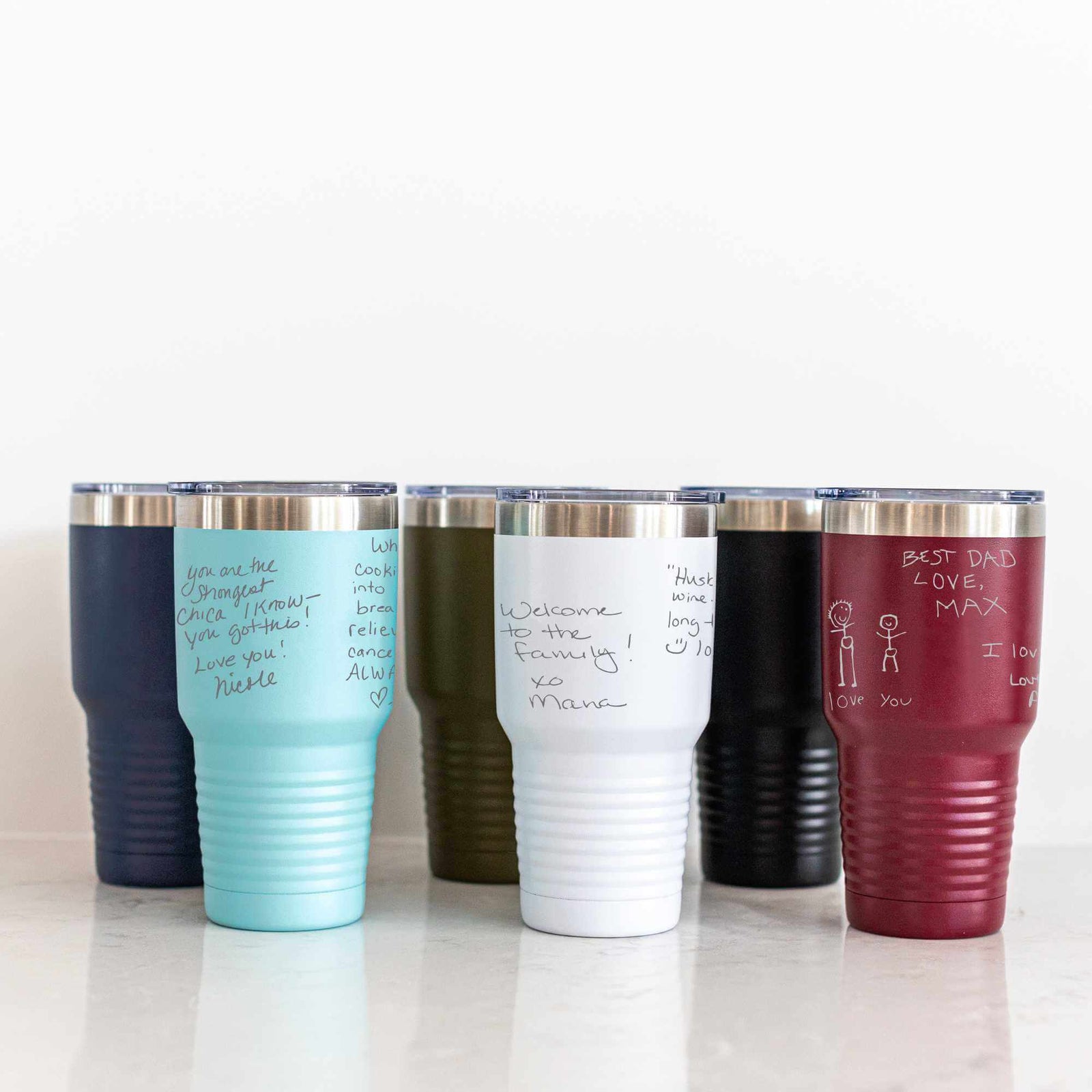 DELUXE Custom Ringneck Tumbler with Engraved Handwriting - 30 oz.