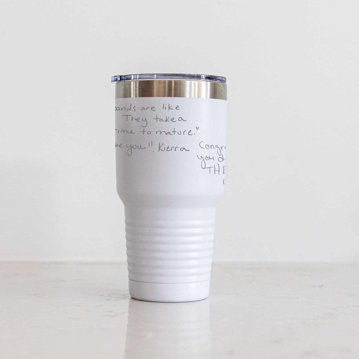 DELUXE Custom Ringneck Tumbler with Engraved Handwriting - 30 oz.