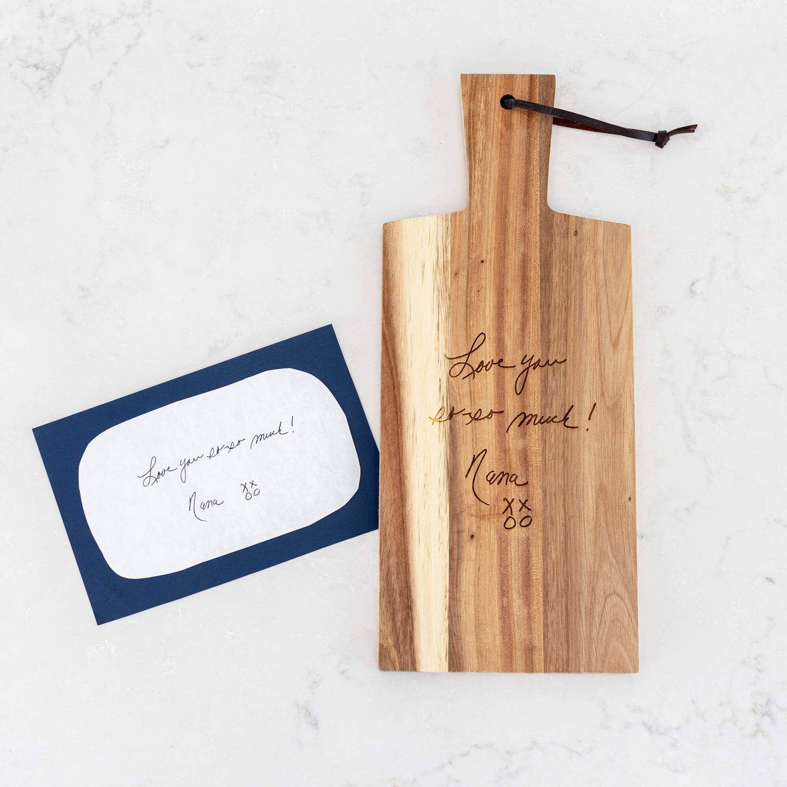 Acacia Wood Serving Board Engraved with Handwriting - 6.25 x 15