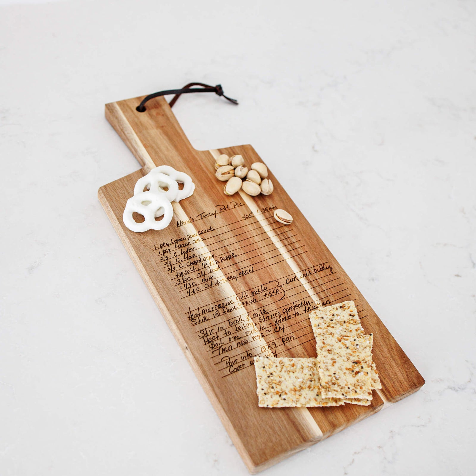 Acacia Wood Serving Board Engraved with Handwriting - 6.25 x 15