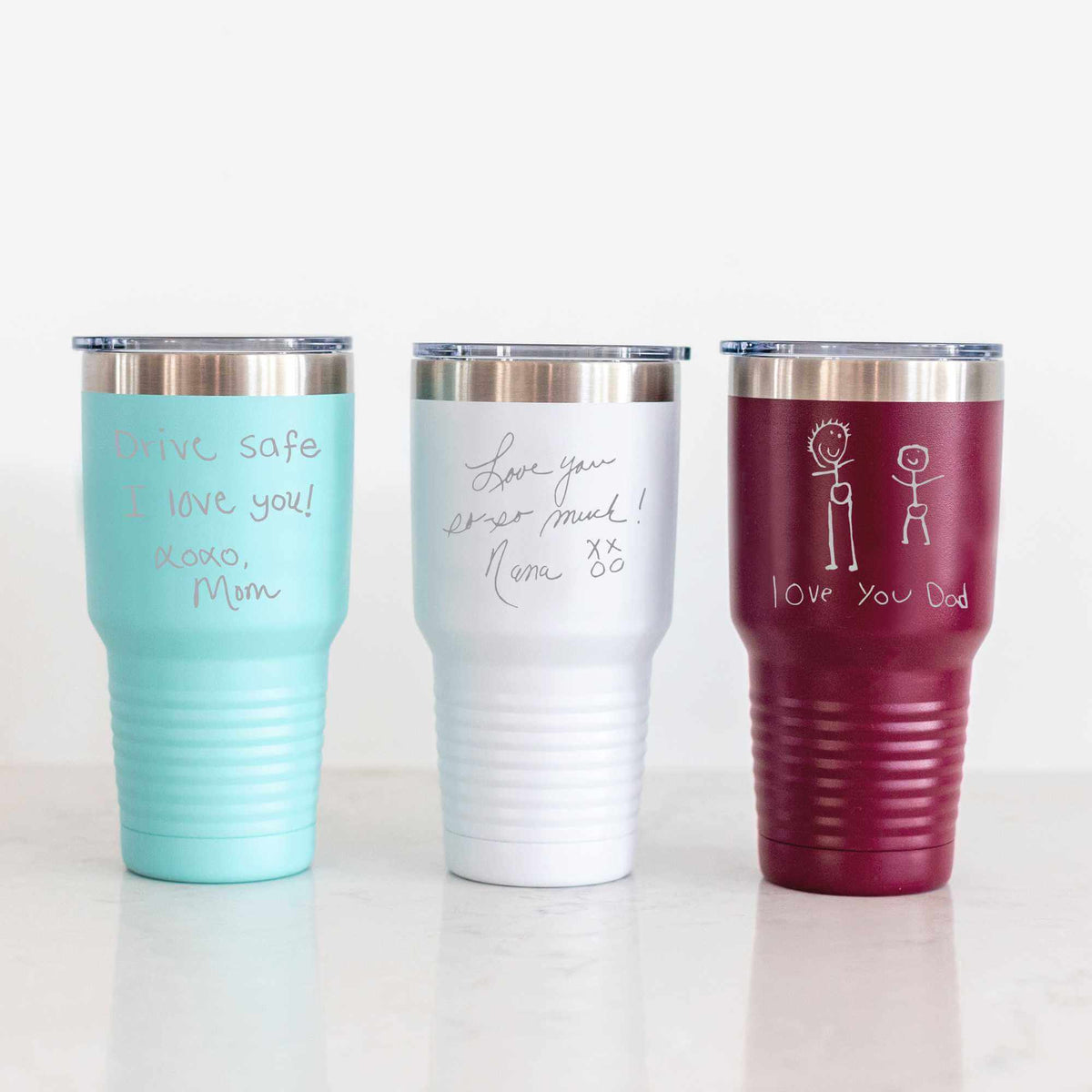 Custom Ringneck Tumbler with Engraved Handwriting - 30 oz.