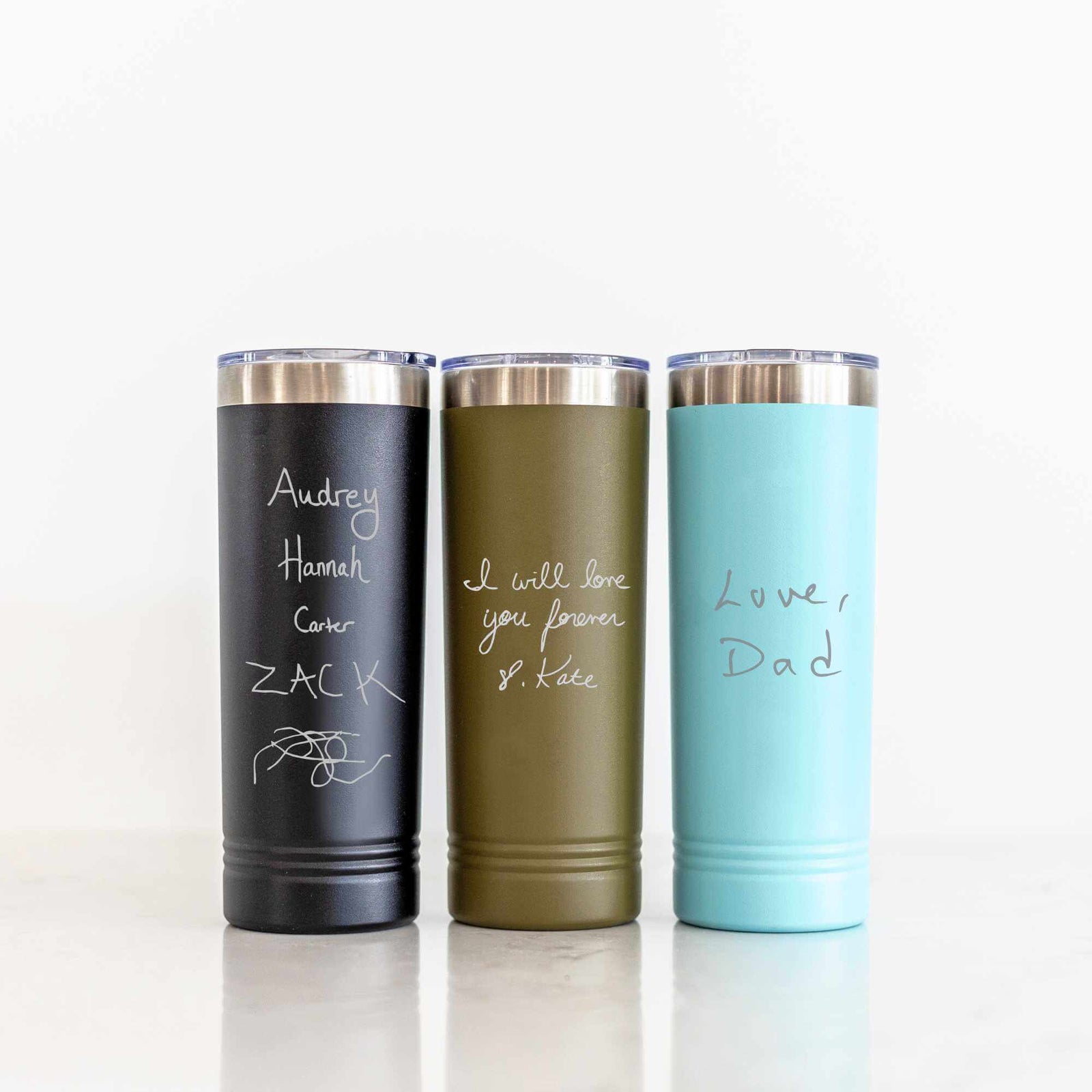 Custom Skinny Tumbler with Engraved Handwriting - 22 oz.