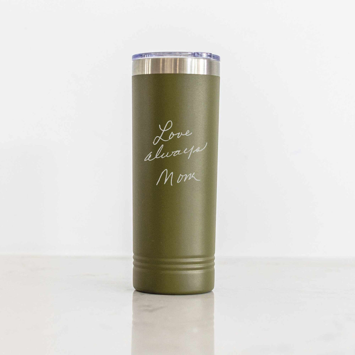Custom Skinny Tumbler with Engraved Handwriting - 22 oz.
