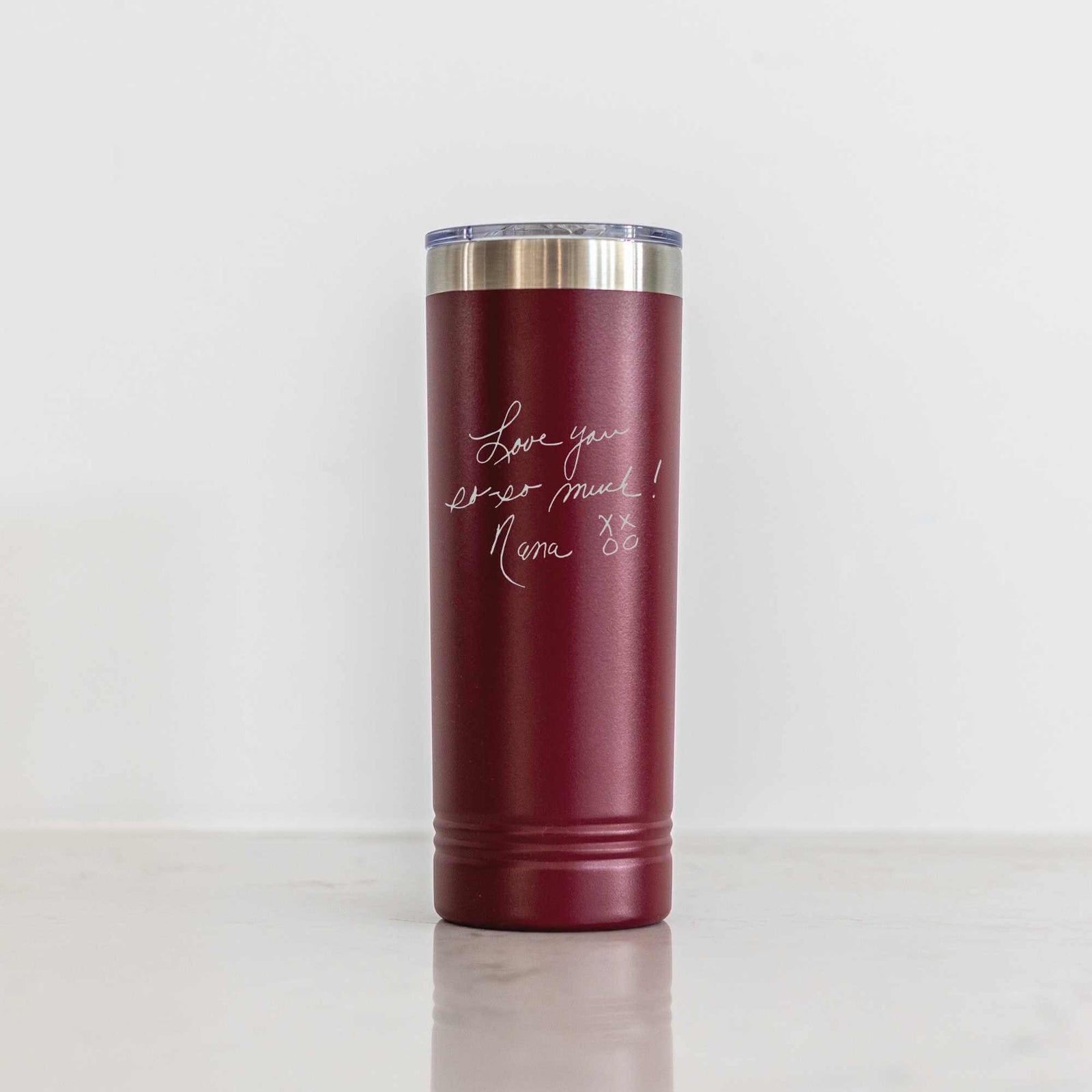 Custom Skinny Tumbler with Engraved Handwriting - 22 oz.