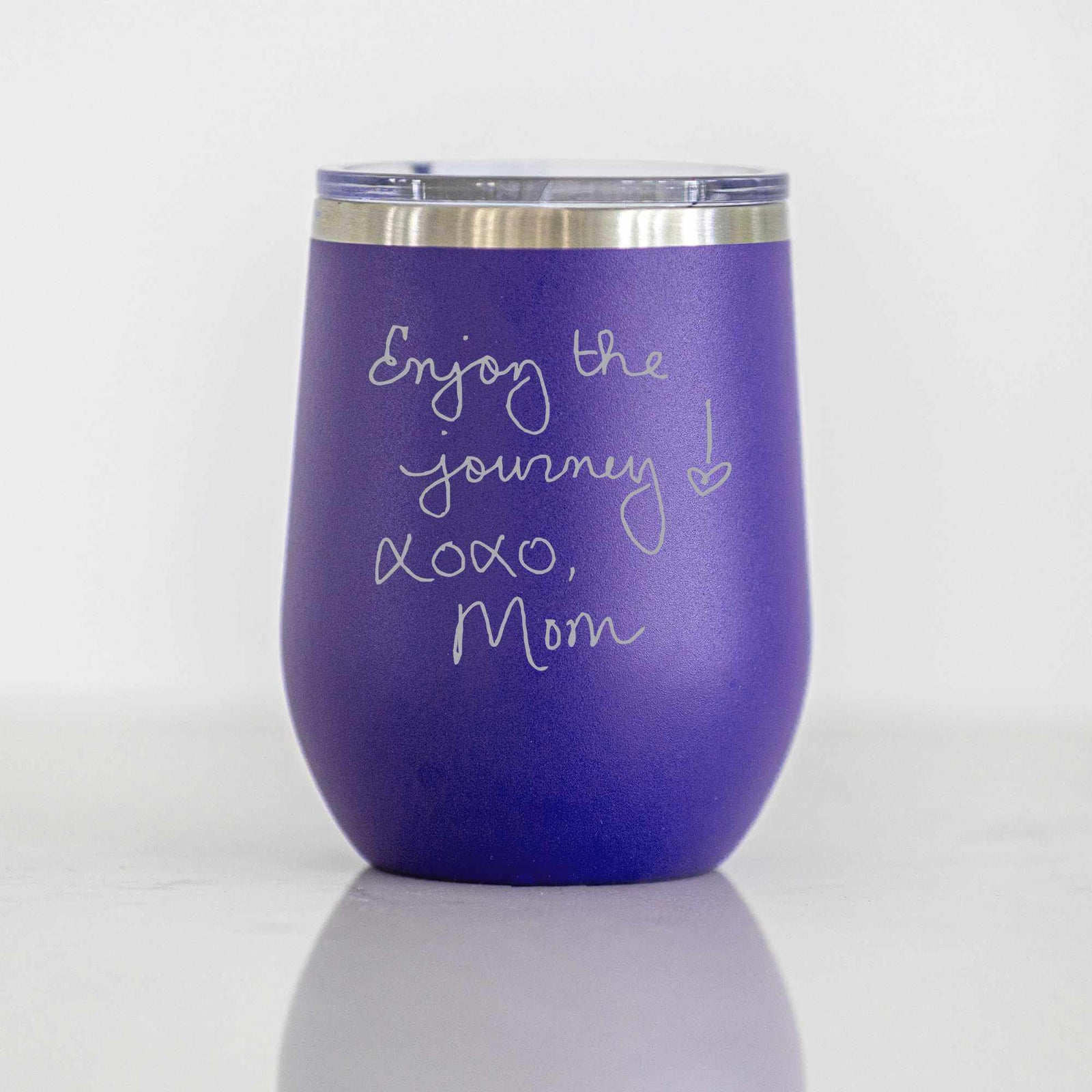 Custom Wine Tumbler with Engraved Handwriting - 12 oz.