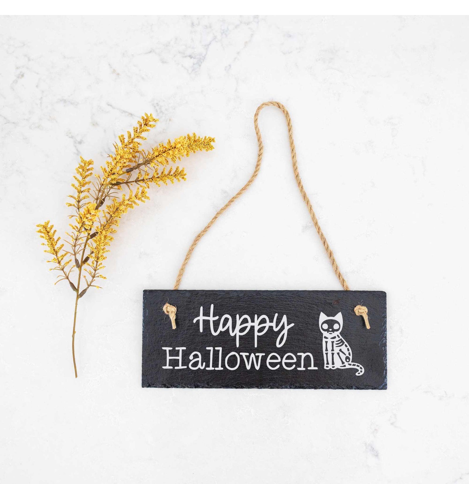 Happy Halloween Cat - Slate Welcome Sign