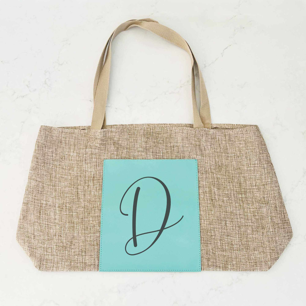 Personalized Burlap Tote Bag with Initial