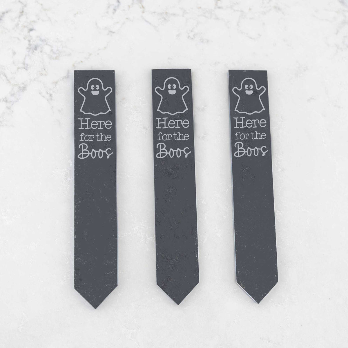 Here for the Boos - Halloween Garden Markers - Slate