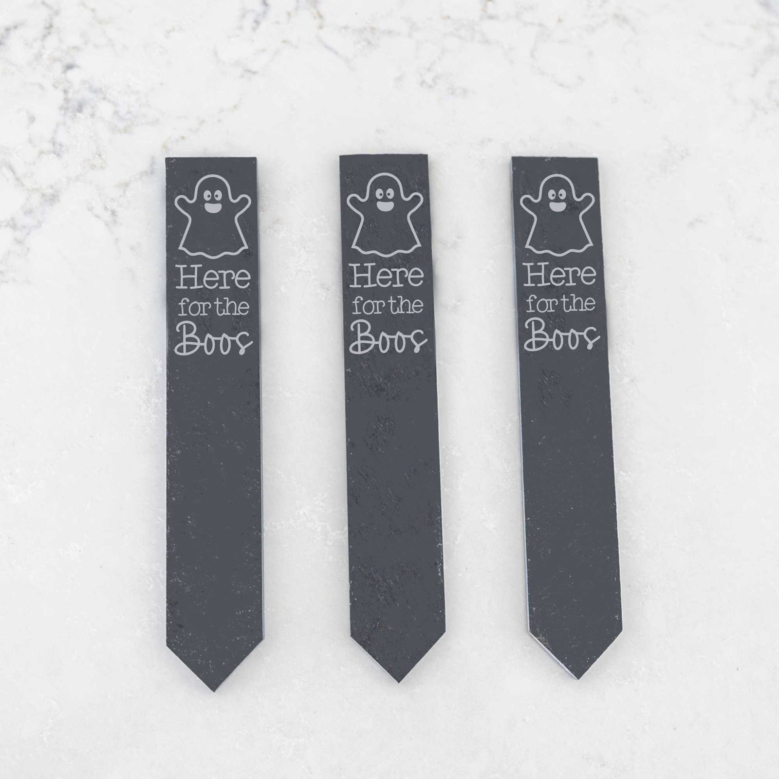 Here for the Boos - Halloween Garden Markers - Slate