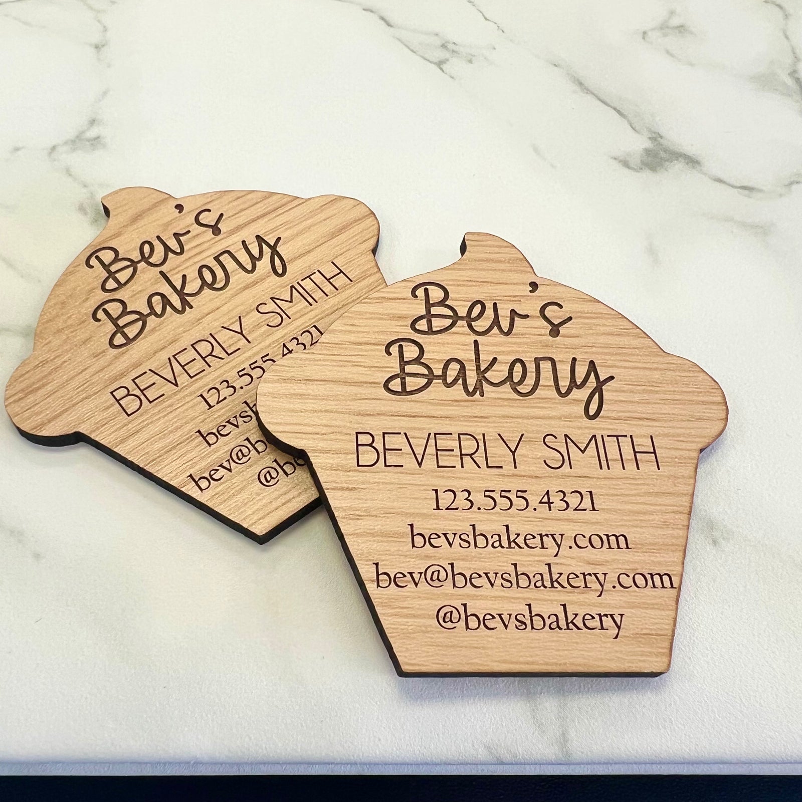 Wood Business Cards - Cupcake