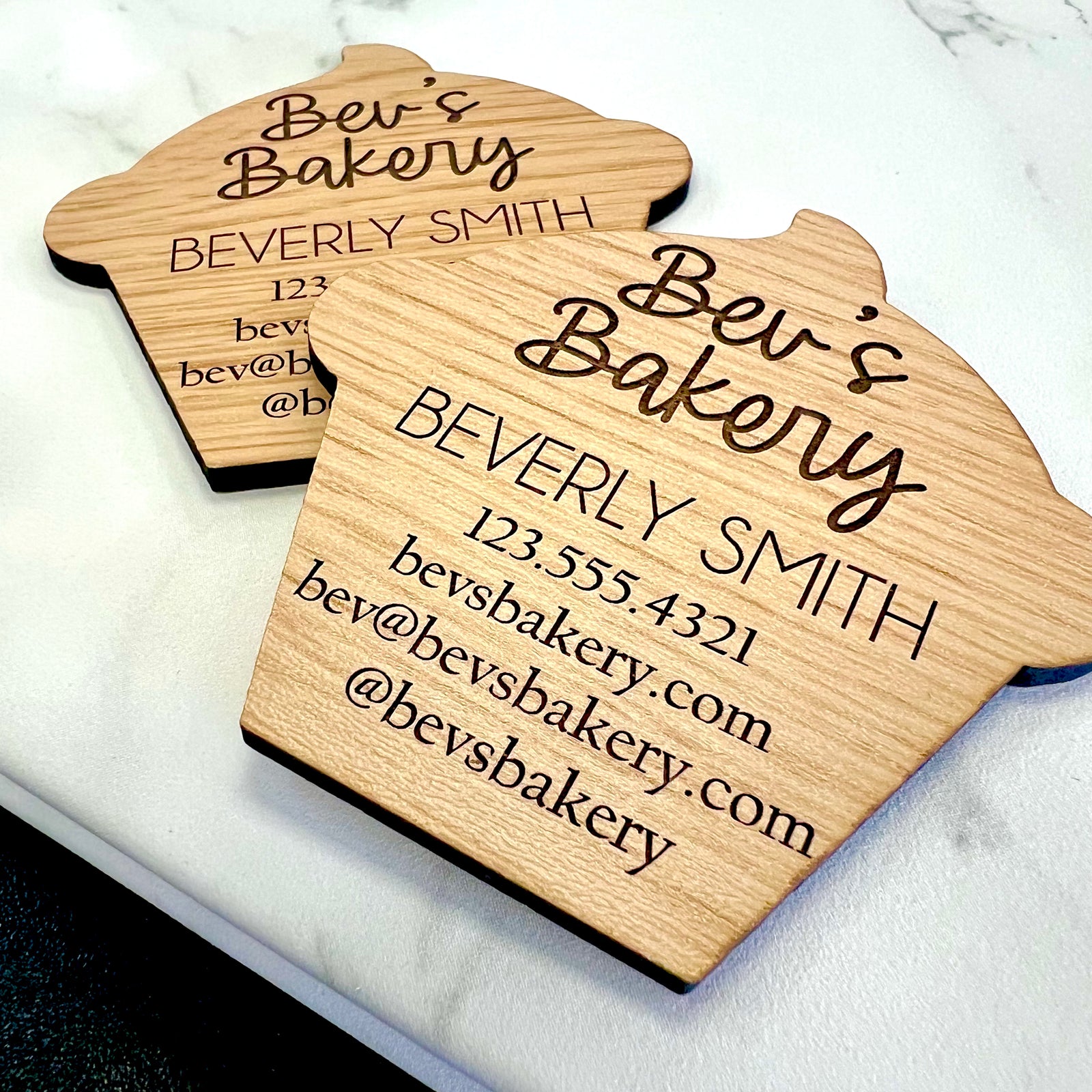 Wood Business Cards - Cupcake
