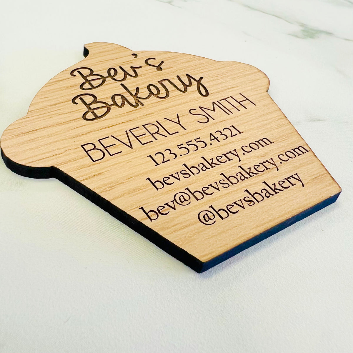Wood Business Cards - Cupcake