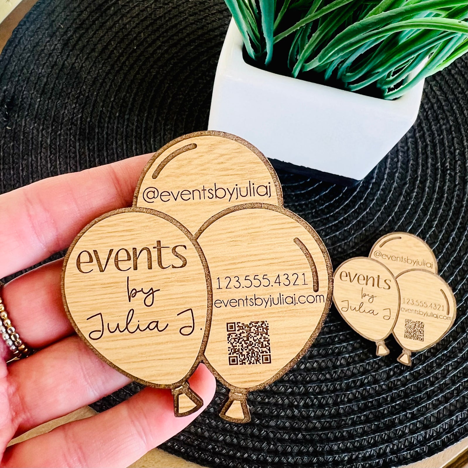 Wood Business Cards - Balloons