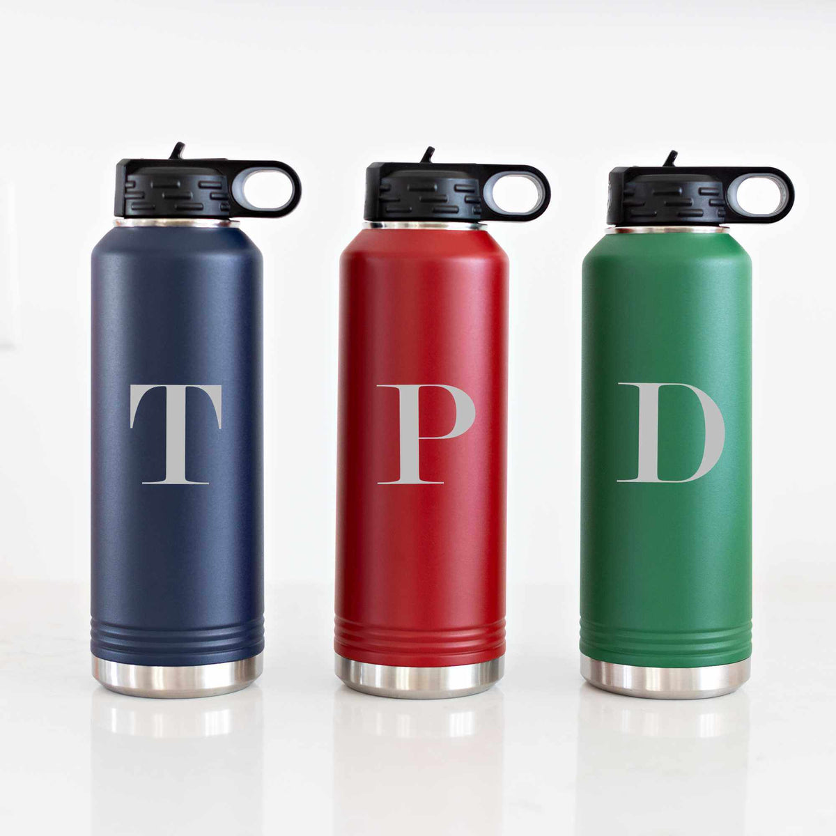 40 oz Insulated Steel Water Bottle with Initial
