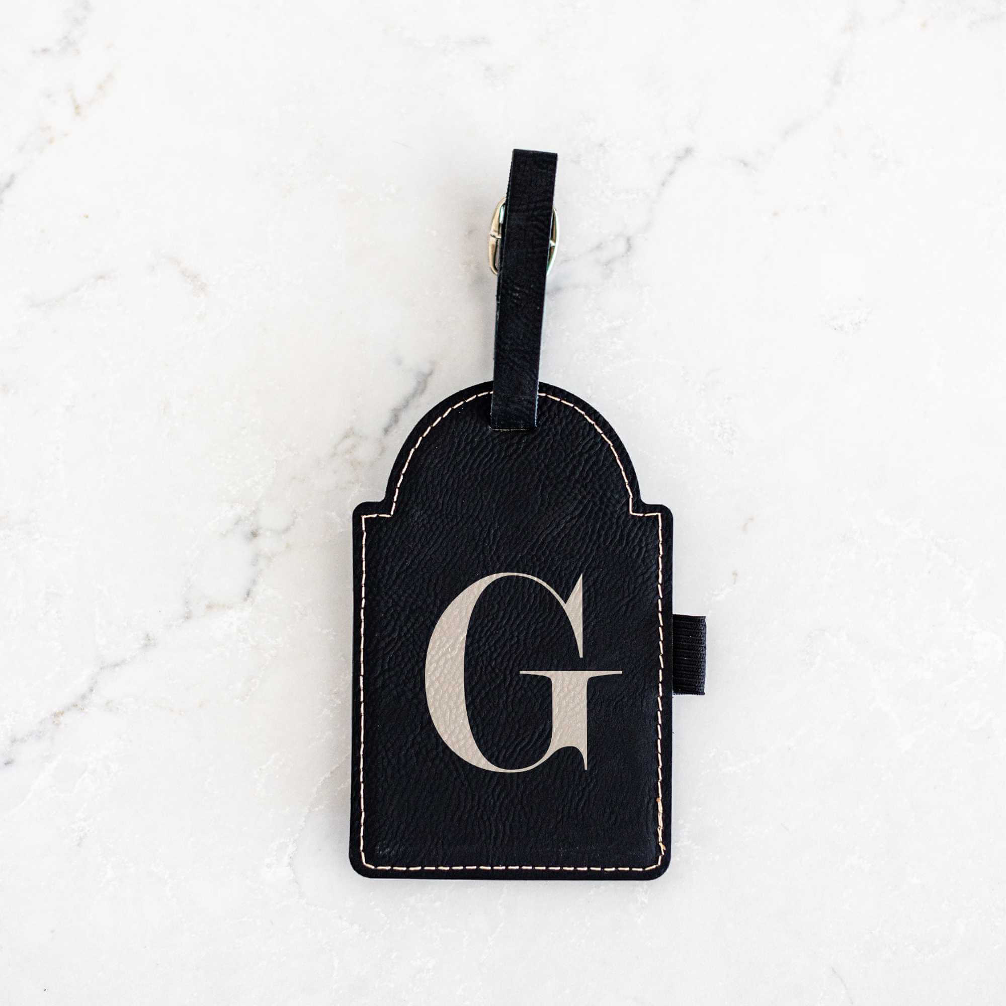 Personalized Golf Bag Tag with Tees - Vegan Leather