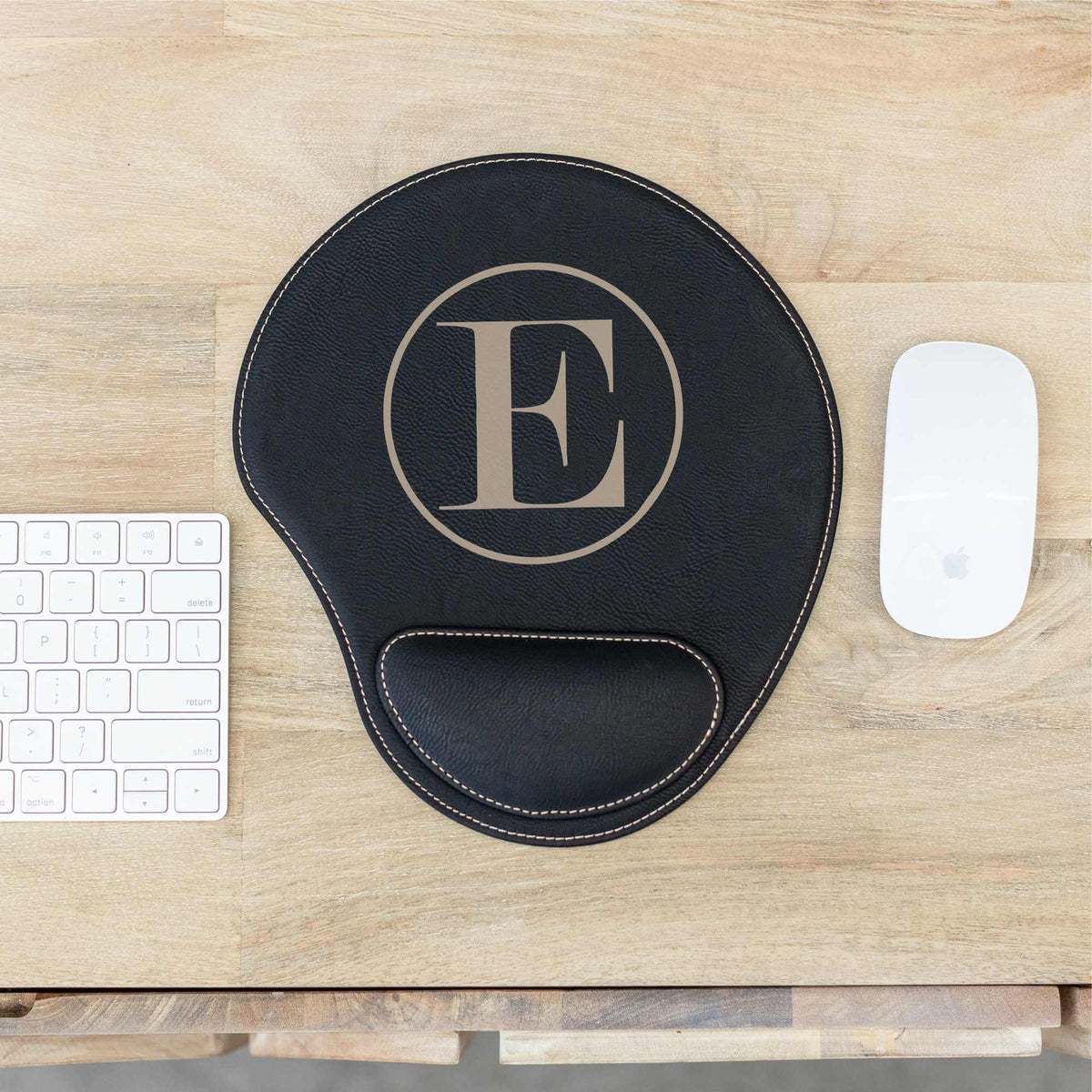 Vegan Leather Mouse Pad with Initial