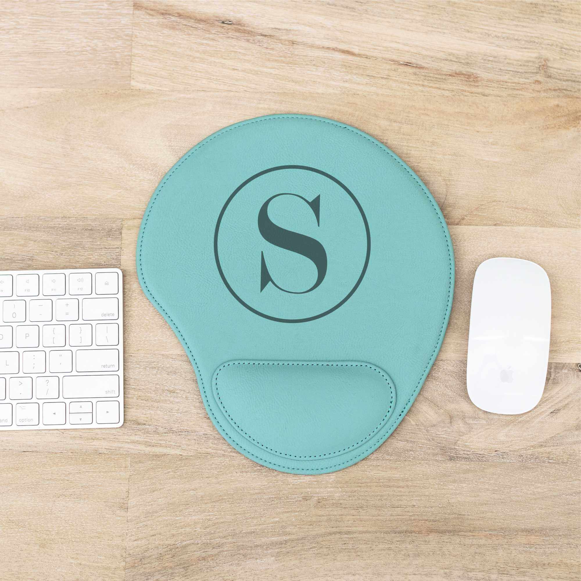 Vegan Leather Mouse Pad with Initial
