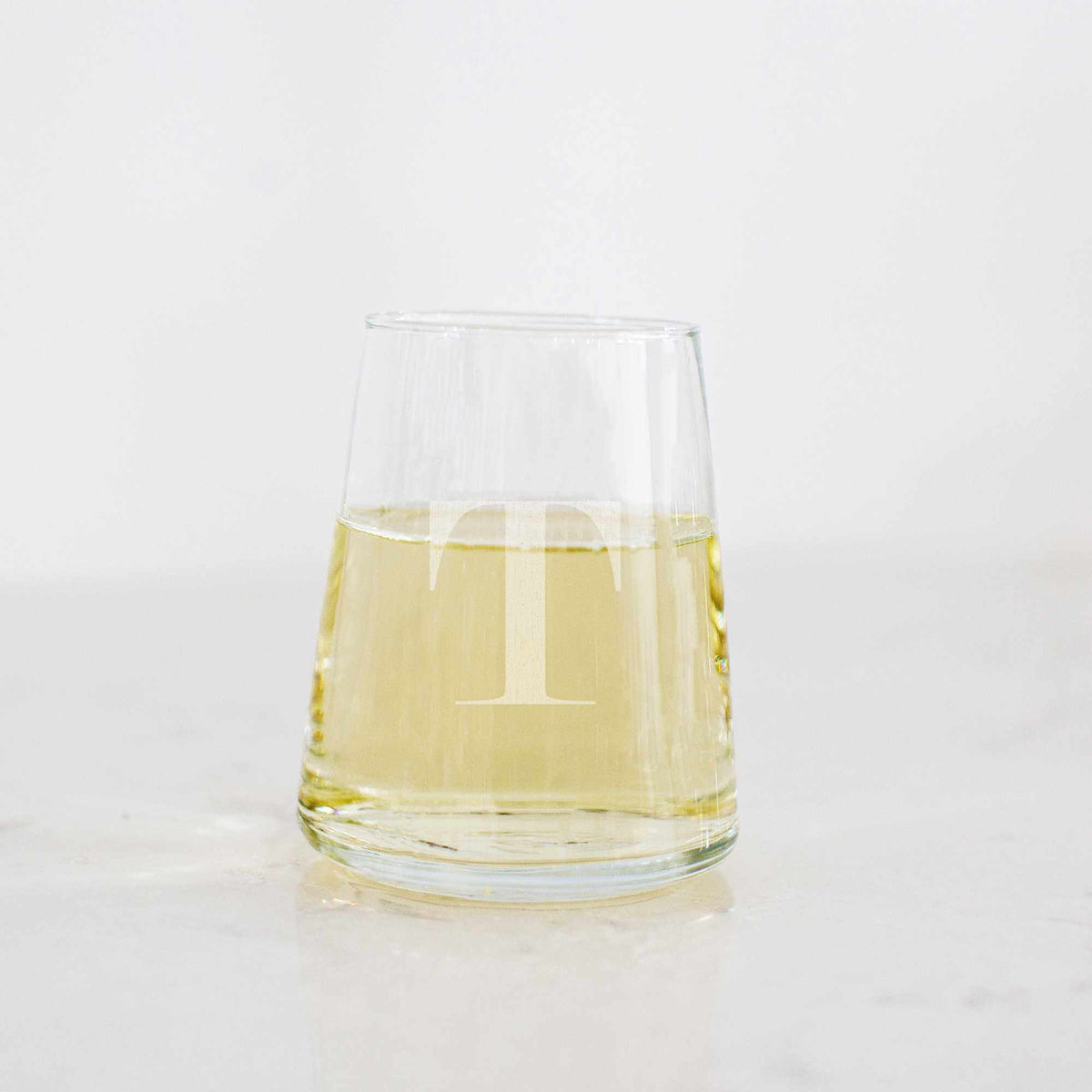 Modern Wine Glass with Initial