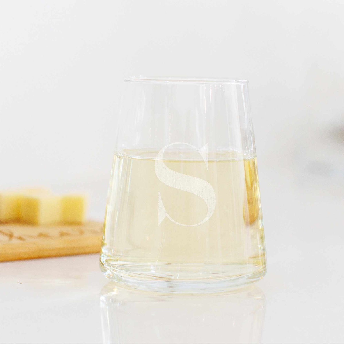 Modern Wine Glass with Initial