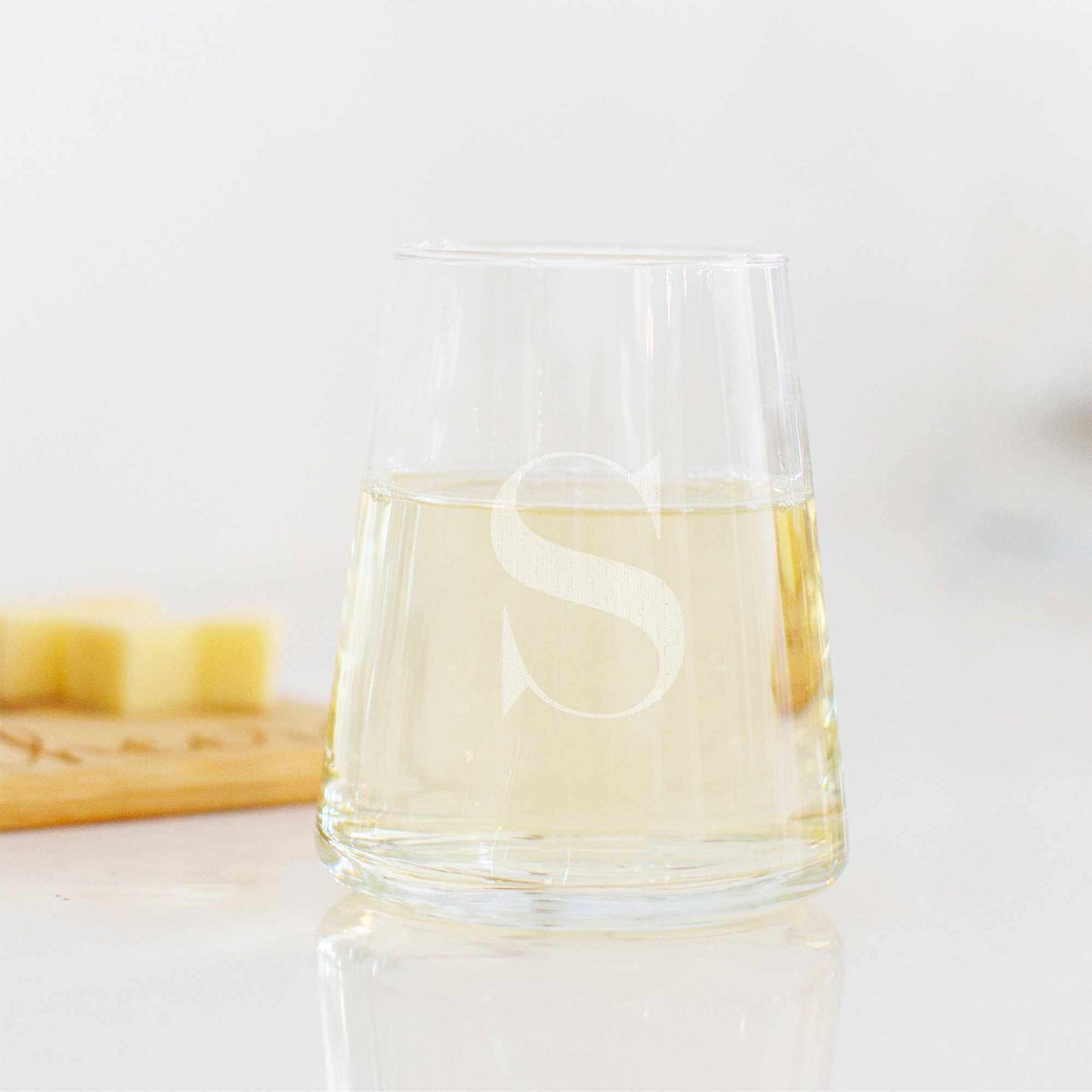 Modern Wine Glass with Initial