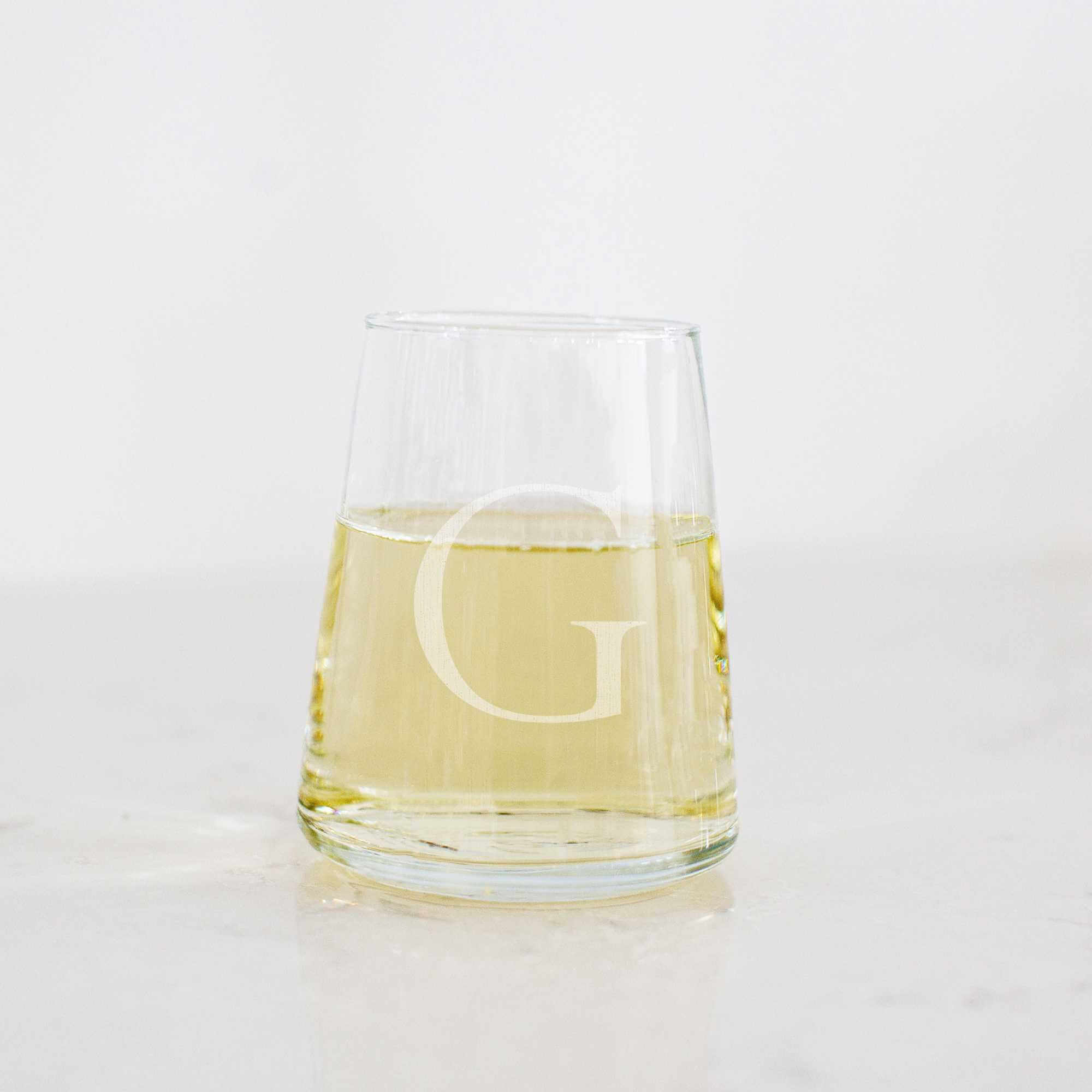 Modern Wine Glass with Initial