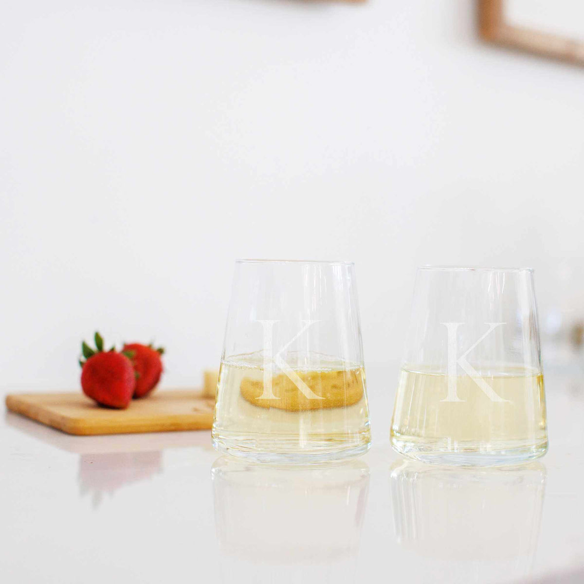 Modern Wine Glass with Initial