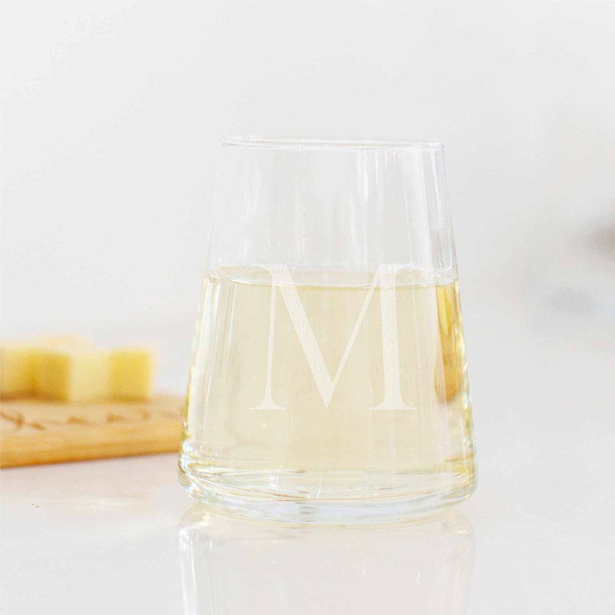 Modern Wine Glass with Initial
