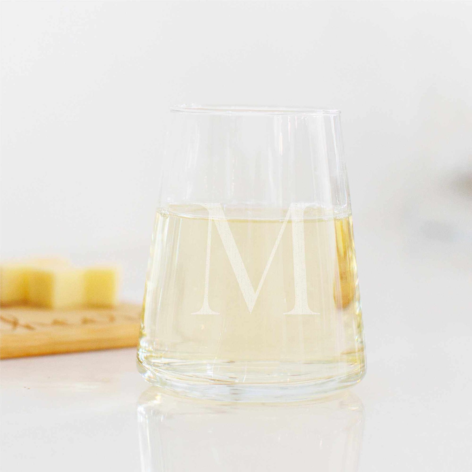 Modern Wine Glass with Initial