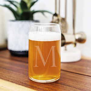 Beer Can Glass with Initial