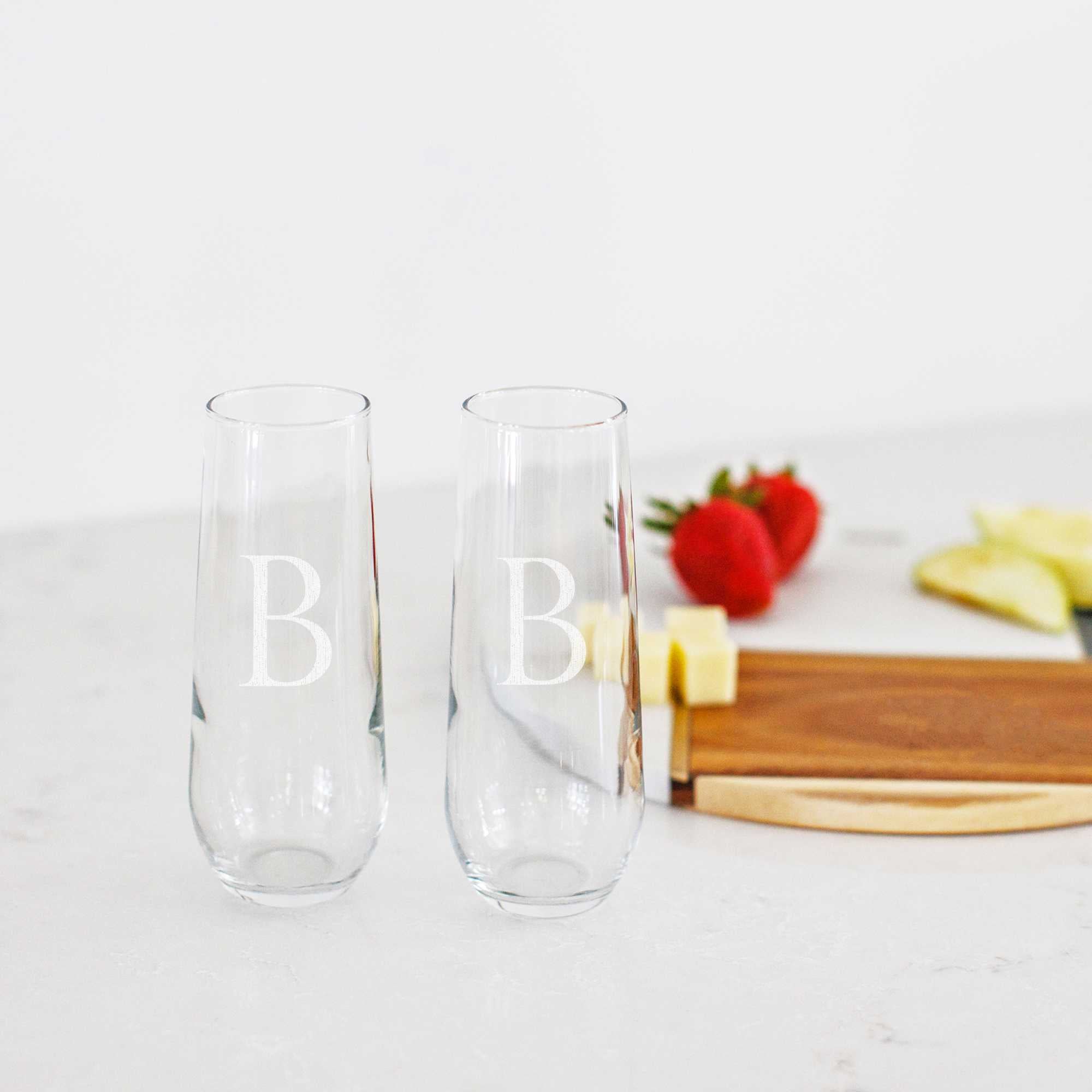 Stemless Champagne Glass with Initial
