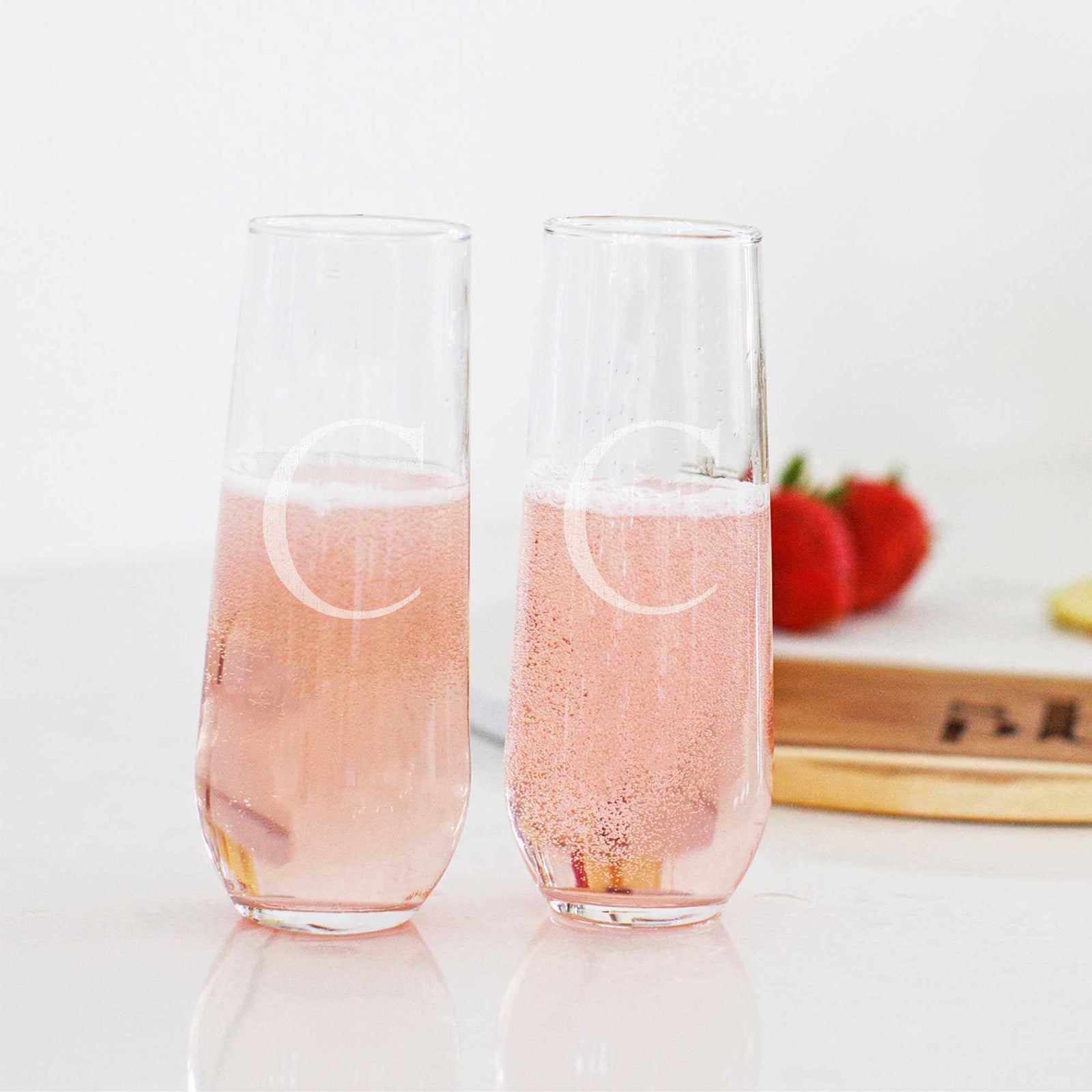 Stemless Champagne Glass with Initial