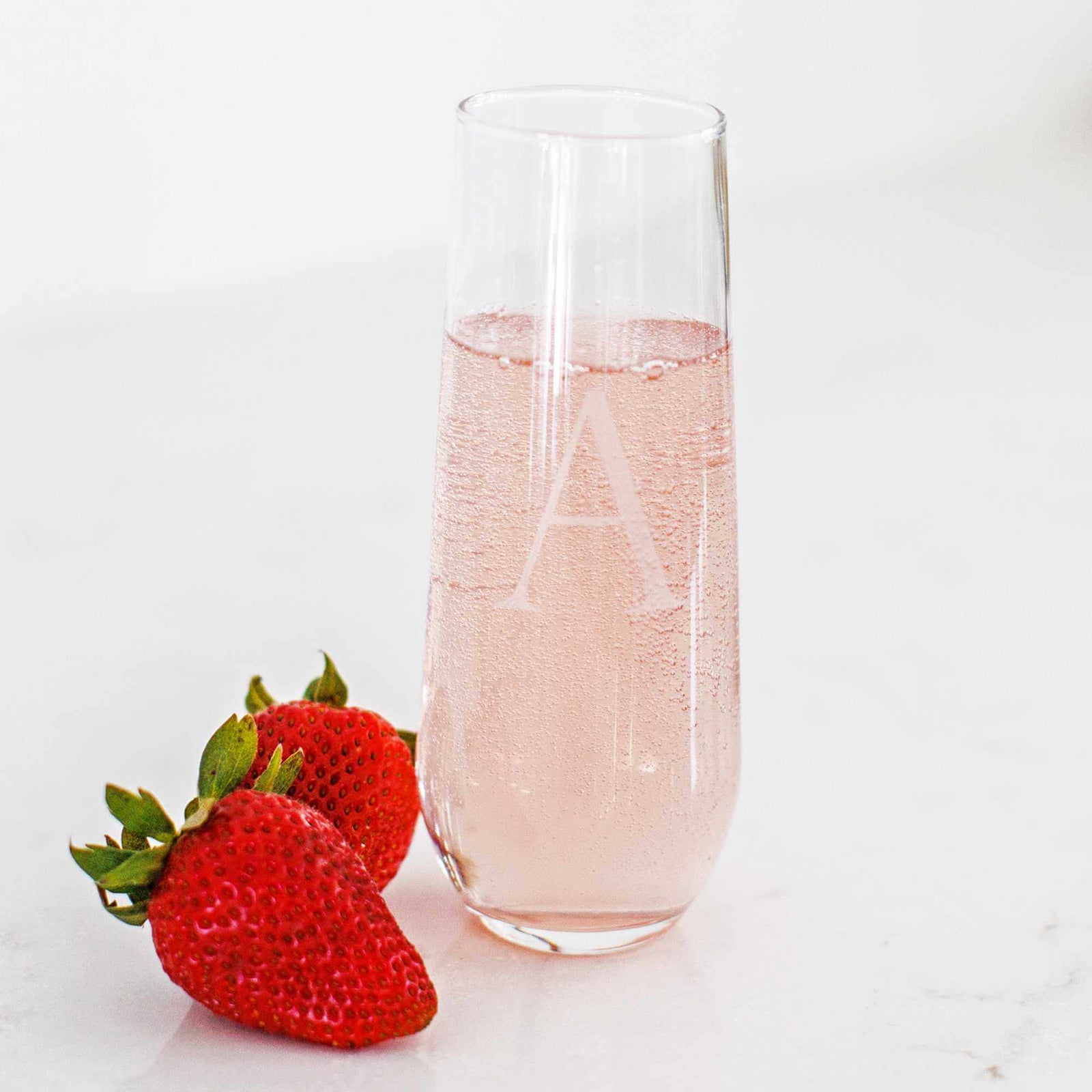 Stemless Champagne Glass with Initial