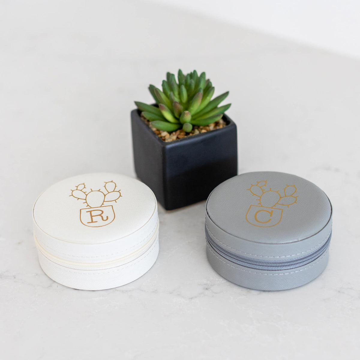 Cork Coasters with Succulent Illustration & Initial - Set of 6