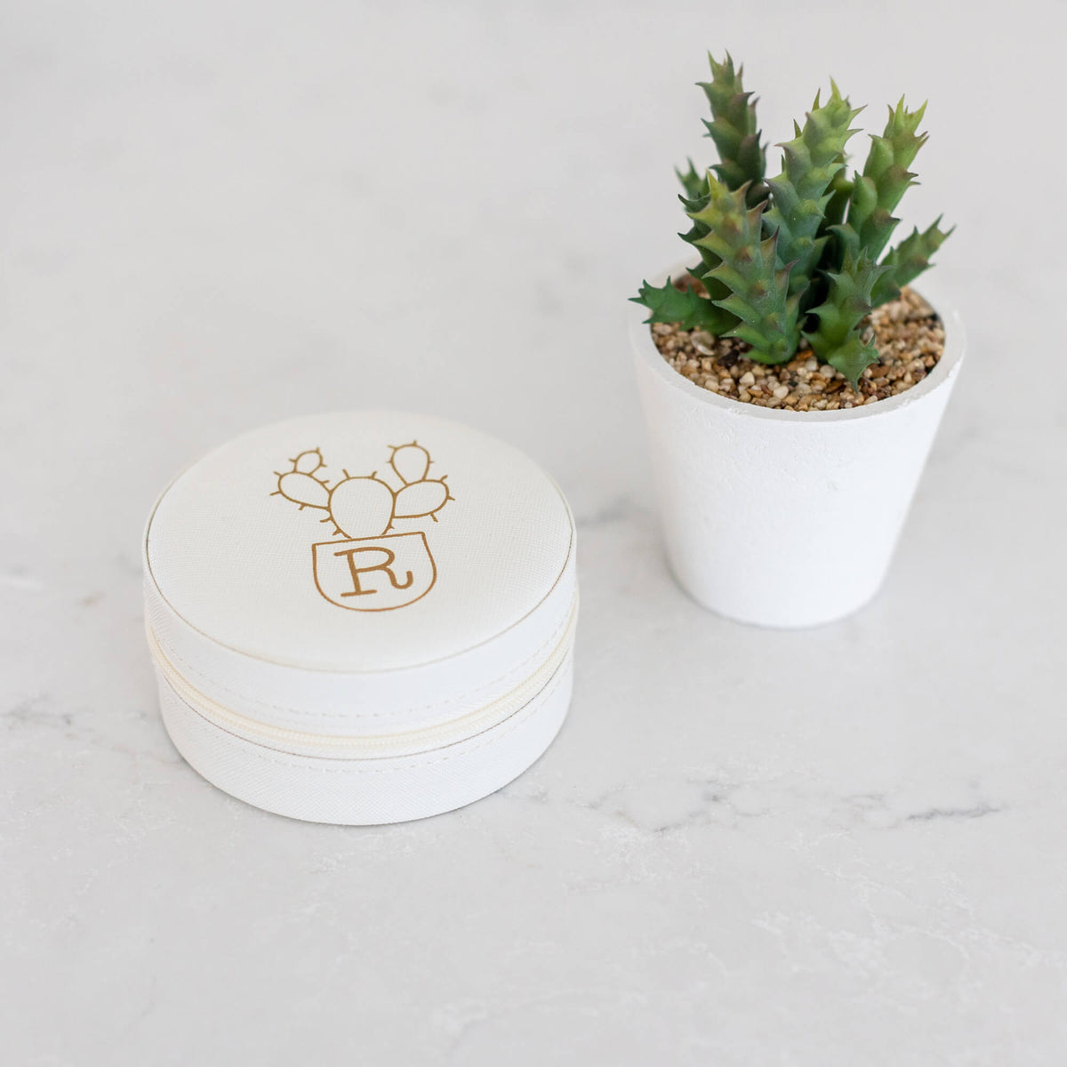 Cork Coasters with Succulent Illustration & Initial - Set of 6