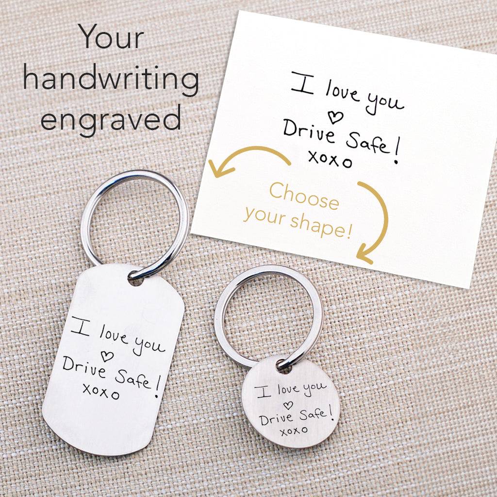Engraved Handwriting Keychain - Personalized Engraved Keychains - Love ...