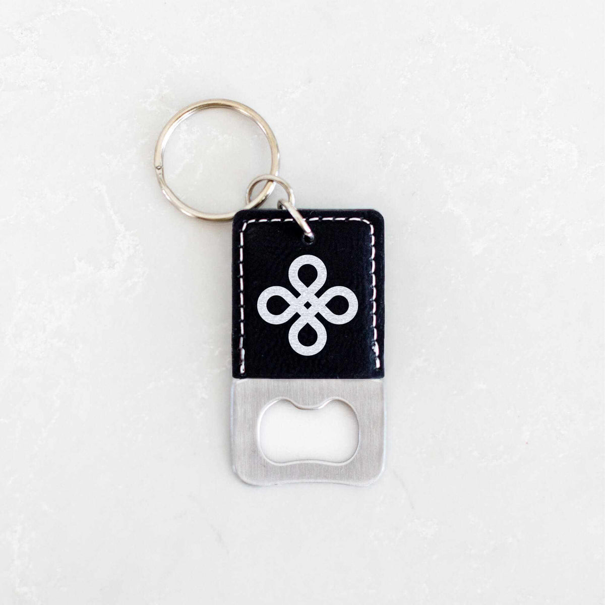 Vegan Leather Bottle Opener Keychain with Business Logo