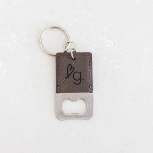Vegan Leather Bottle Opener Keychain with Business Logo