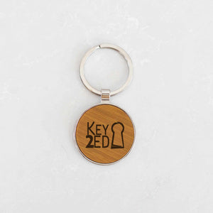Business Logo Round Vegan Leather Keychain