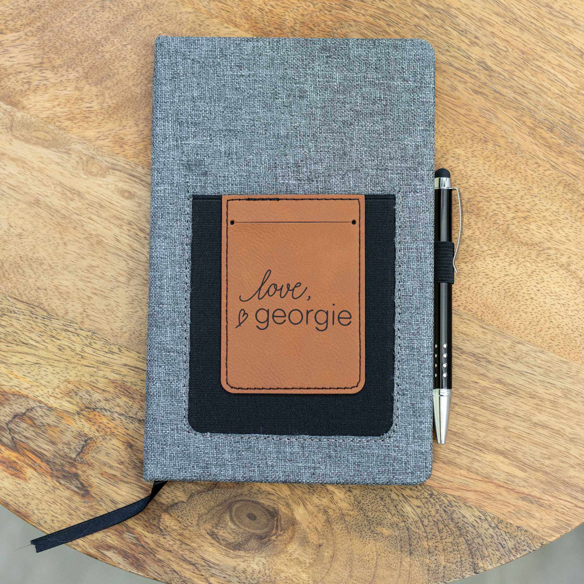 Journal with Phone and Card Pockets and Pen - Business Logo