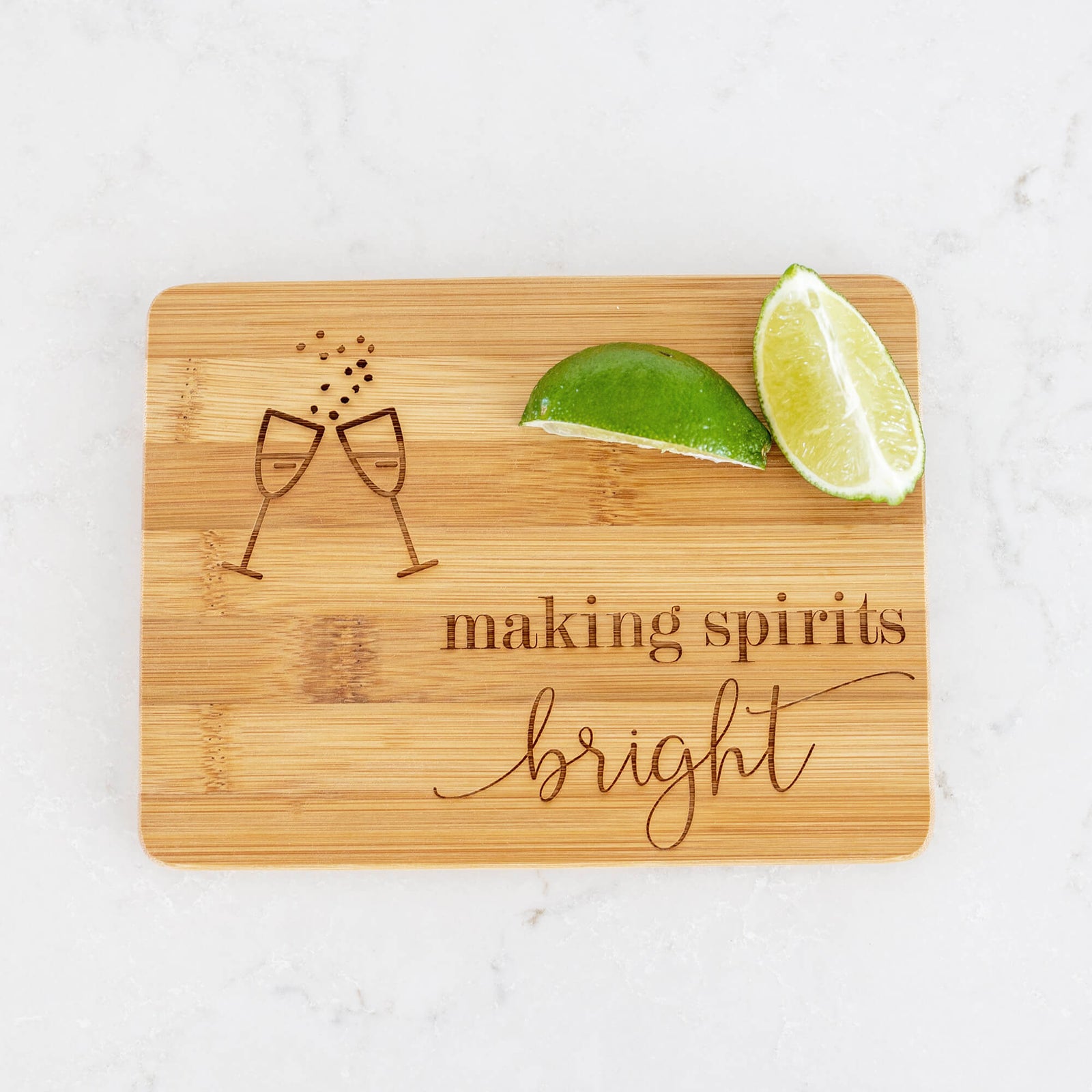 Making Spirits Bright - Bamboo Bar Board - 6 x 8 inches