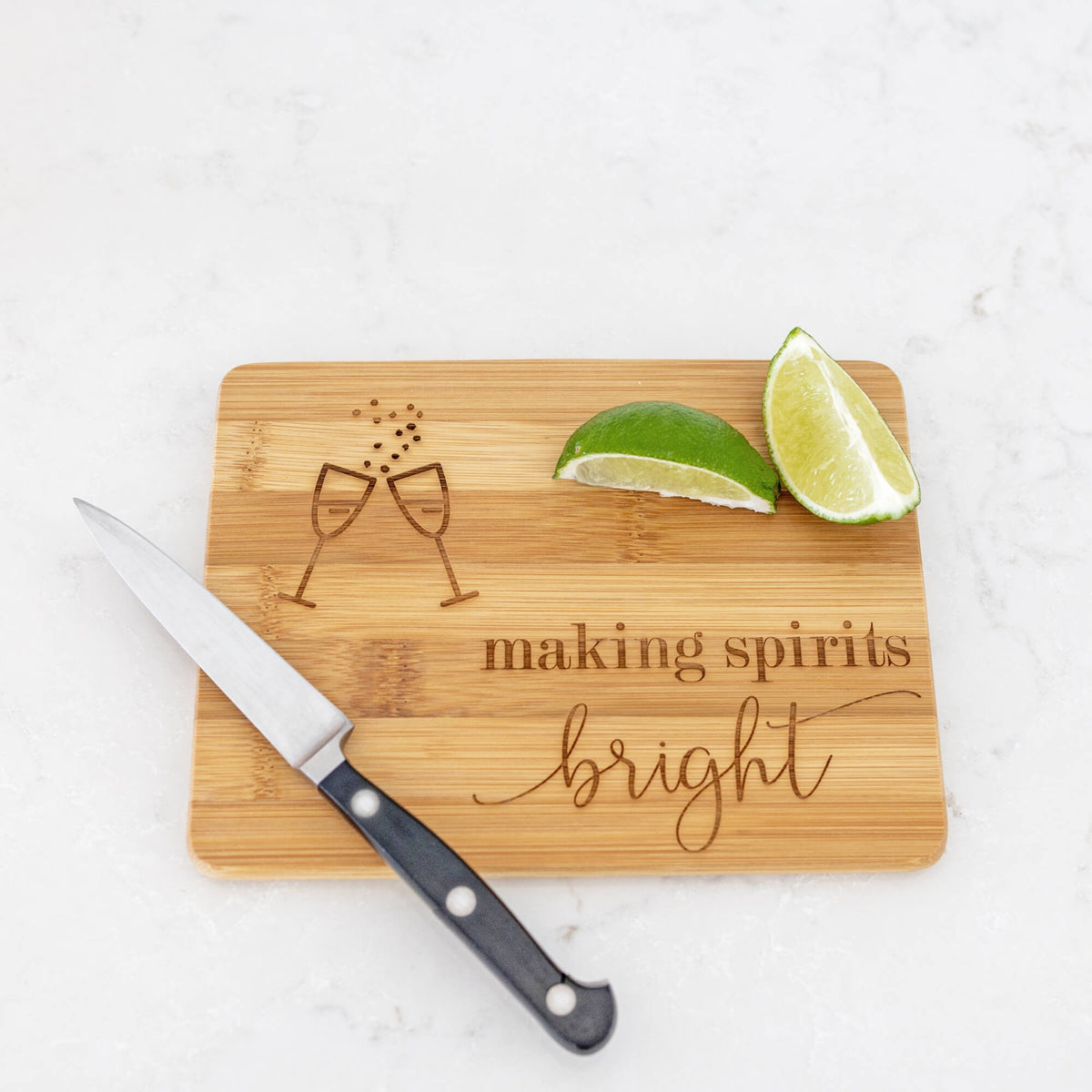 Making Spirits Bright - Bamboo Bar Board - 6 x 8 inches