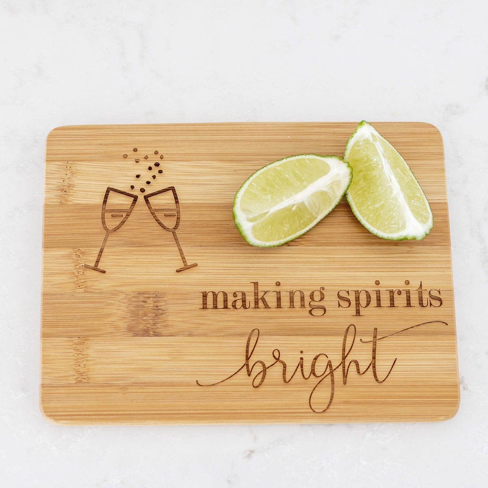 Making Spirits Bright - Bamboo Bar Board - 6 x 8 inches
