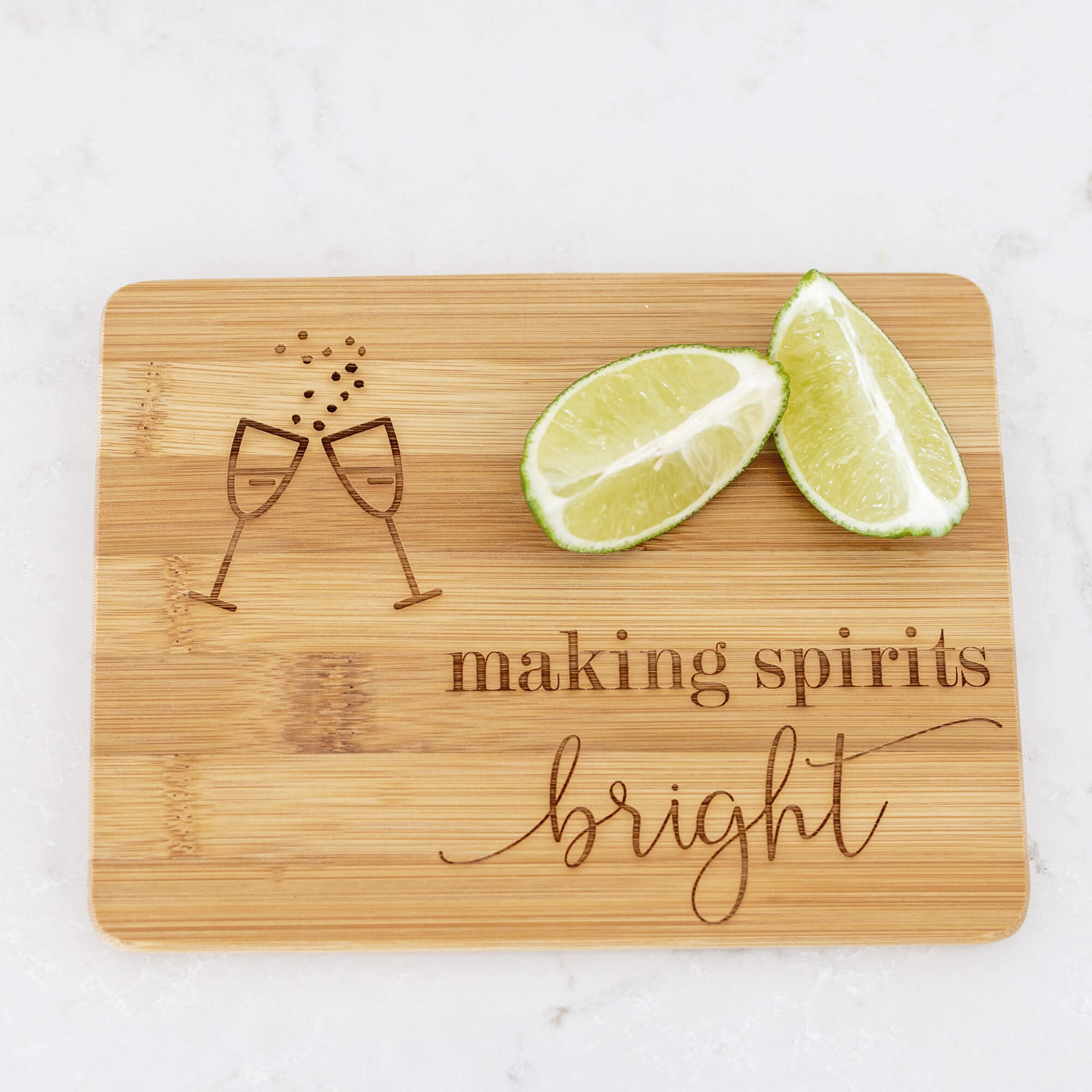 Making Spirits Bright - Bamboo Bar Board - 6 x 8 inches
