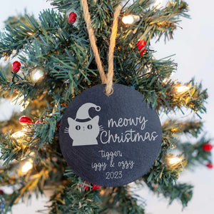 Meowy Christmas - Tree Ornament with Cat's Name & Year