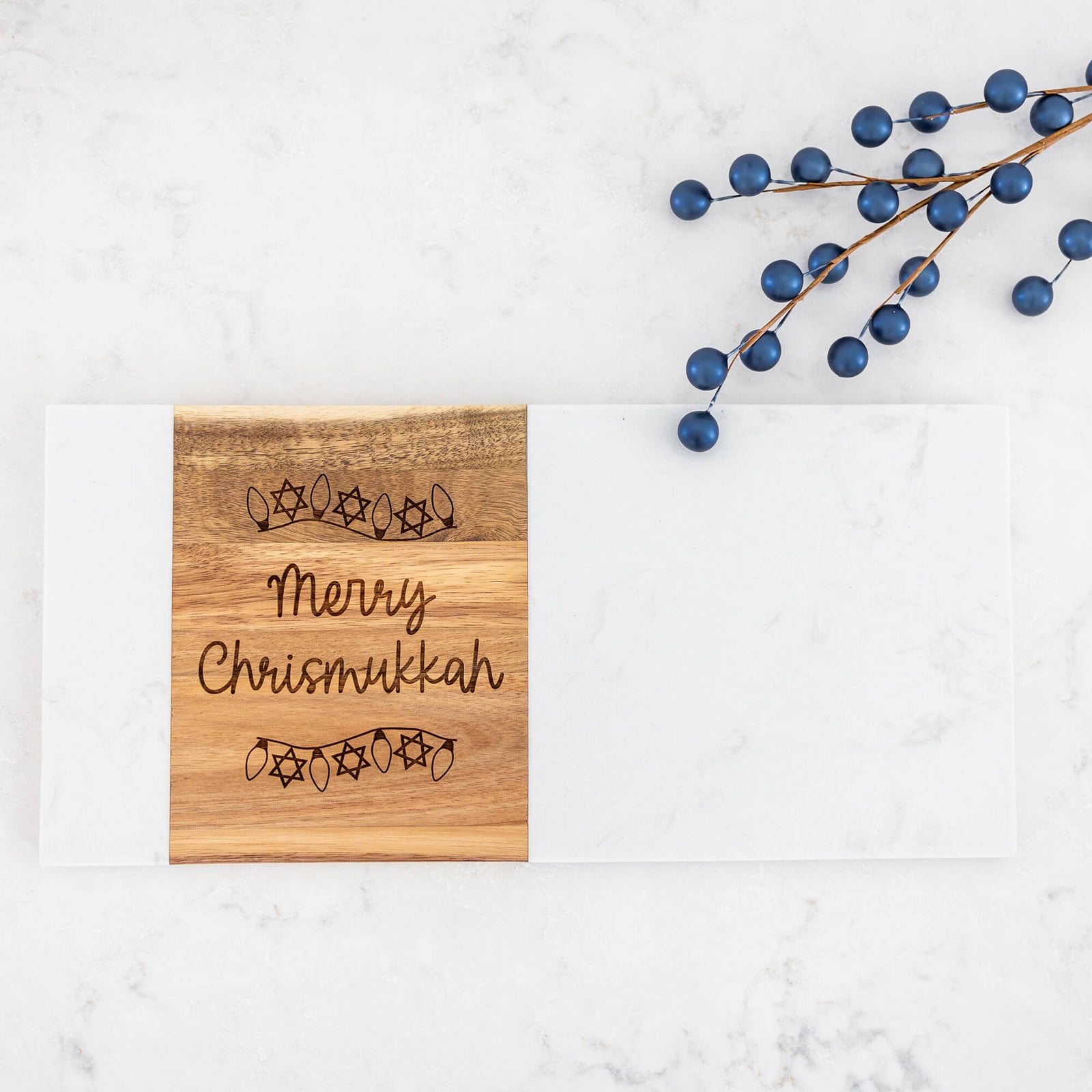 MERRY CHRISMUKKAH Charcuterie Board - 7x15 inches