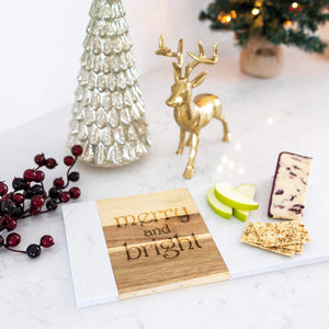 MERRY and BRIGHT - Christmas Charcuterie Board - 7x15 inches