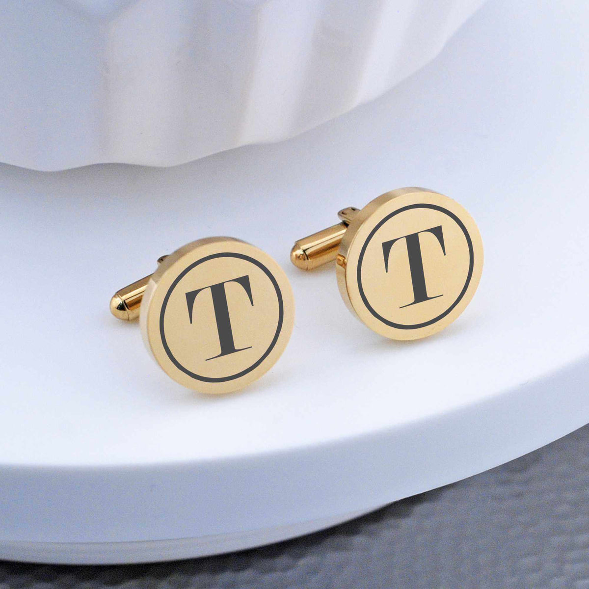 Classic Initial Cufflinks - Round
