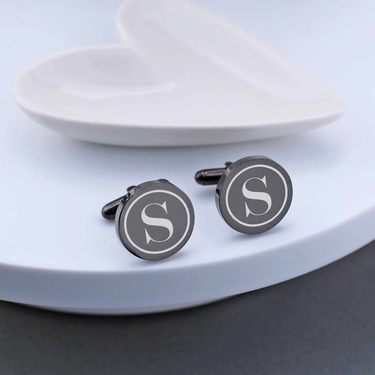 Classic Initial Cufflinks - Round