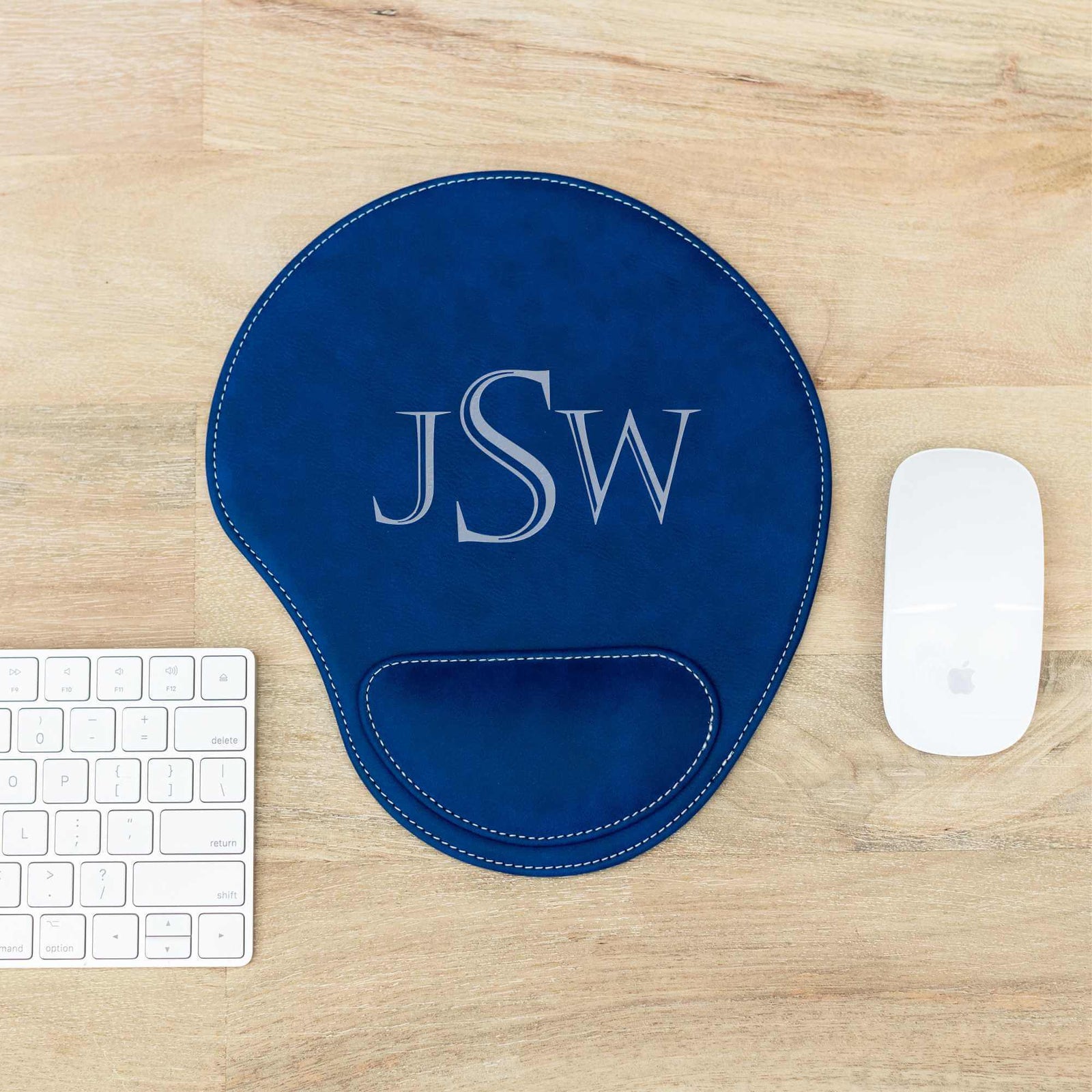 Monogrammed Vegan Leather Mouse Pad